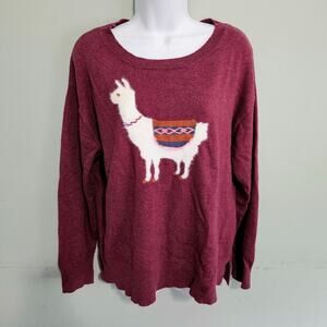 Sundance Llama Long Sleeve Burgundy Sweater Wool Blend size Medium